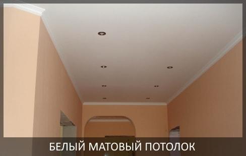 Натяжной потолок в прихожую фото цена, белый матовый одноуровневый натяжной потолок.